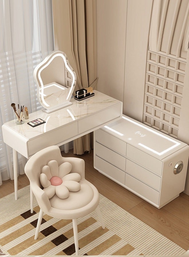 NKX Makeup Vanity Table Dressing Table Flip Mirror With Drawers And Chair With BT Speaker ,wireless charger and USB port 120CM - Image 5